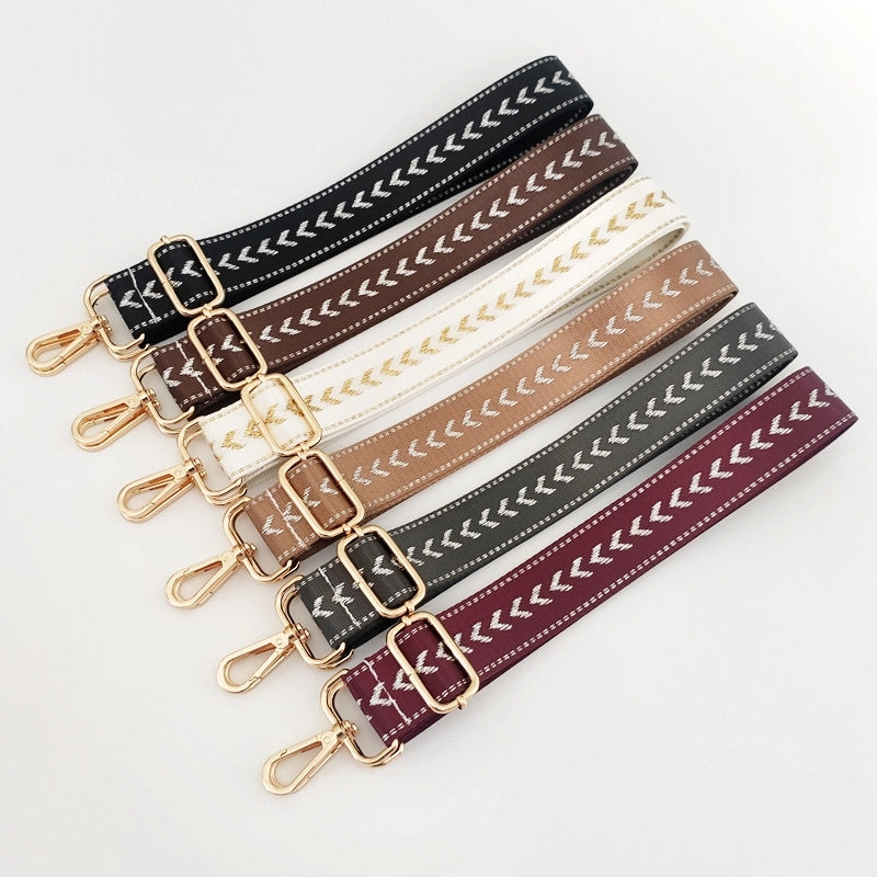 New Nylon Silver String Arrow Wide Shoulder Strap Adjustable Shoulder Crossbody Women Bag Accessories Bag Strap Replacement Long Strap