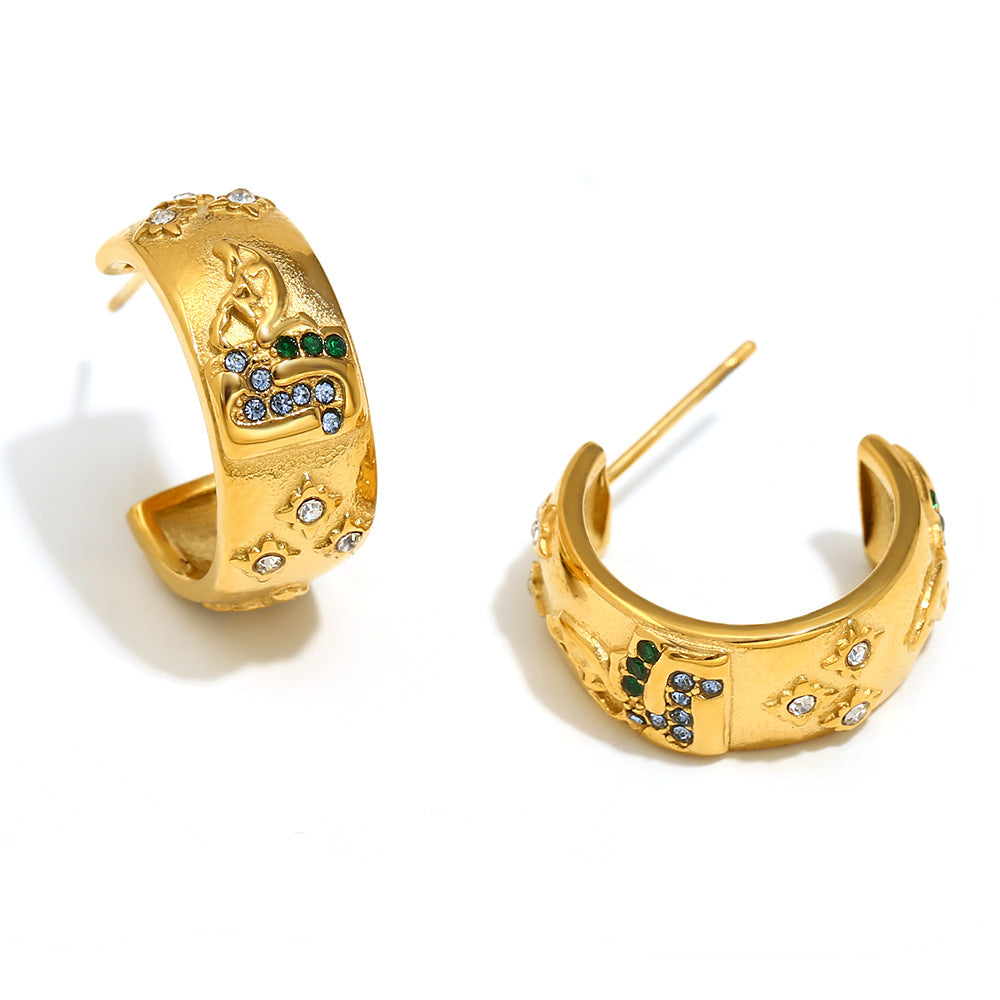 Ins Fashion Niche Advanced Versatile Ring Bracelet Stainless Steel 18K Gold Plated Tarot Earrings Female