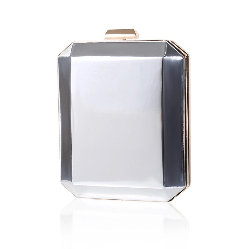 Black Rose Red Silver Pu Leather Solid Color Square Evening Bags