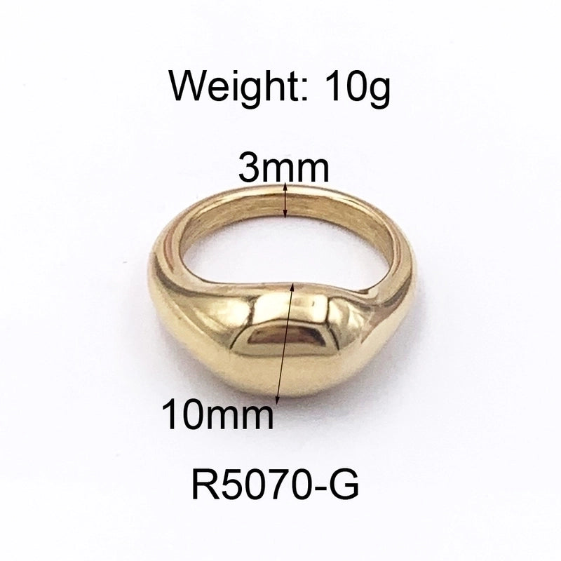 Fashion Solid Color 304 Stainless Steel Titanium Steel 18K Gold Plated Plating Rings