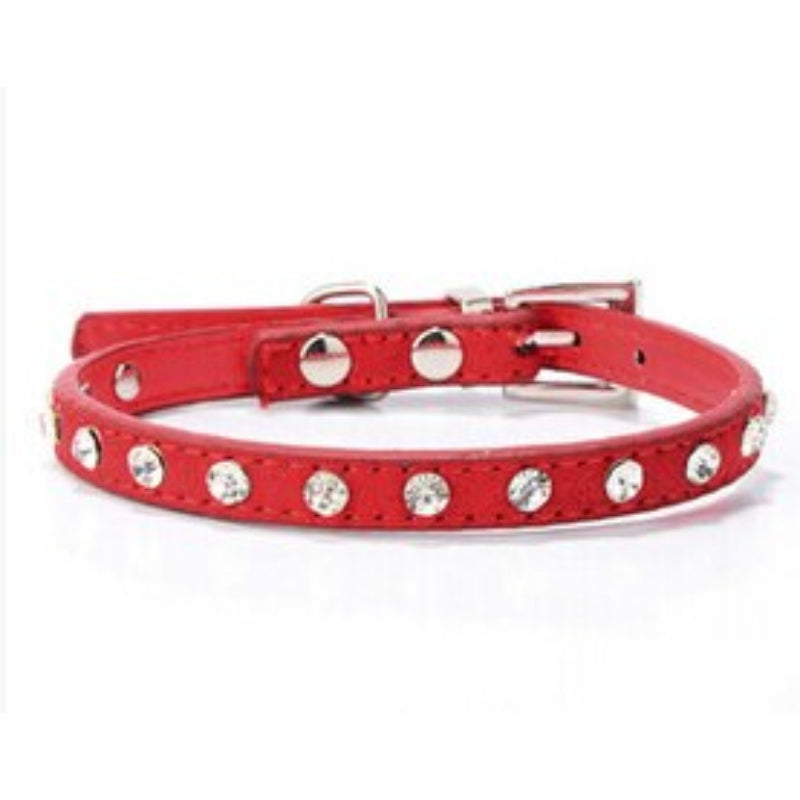 Diamond Crystal Cool Leather Dog Collars