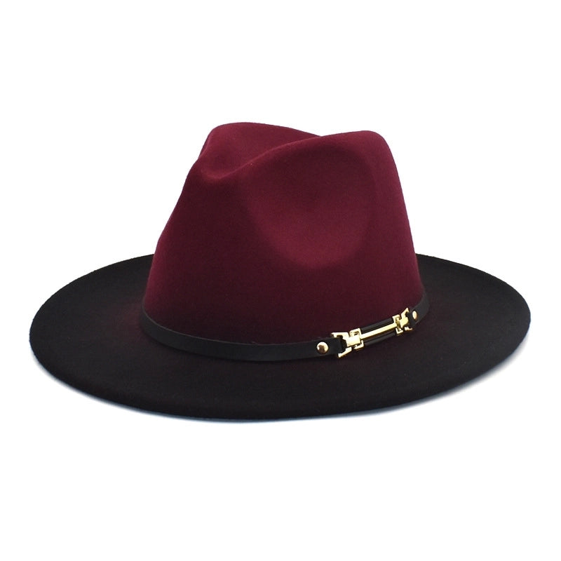 Unisex Fashion Color Block Gradient Color Flat Eaves Fedora Hat