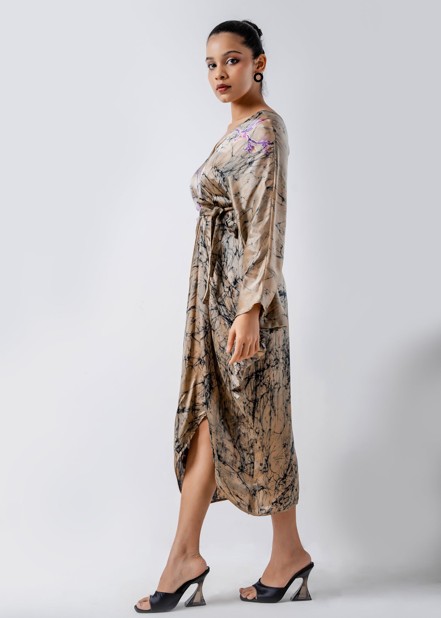 Batik Floral Draped Kaftan