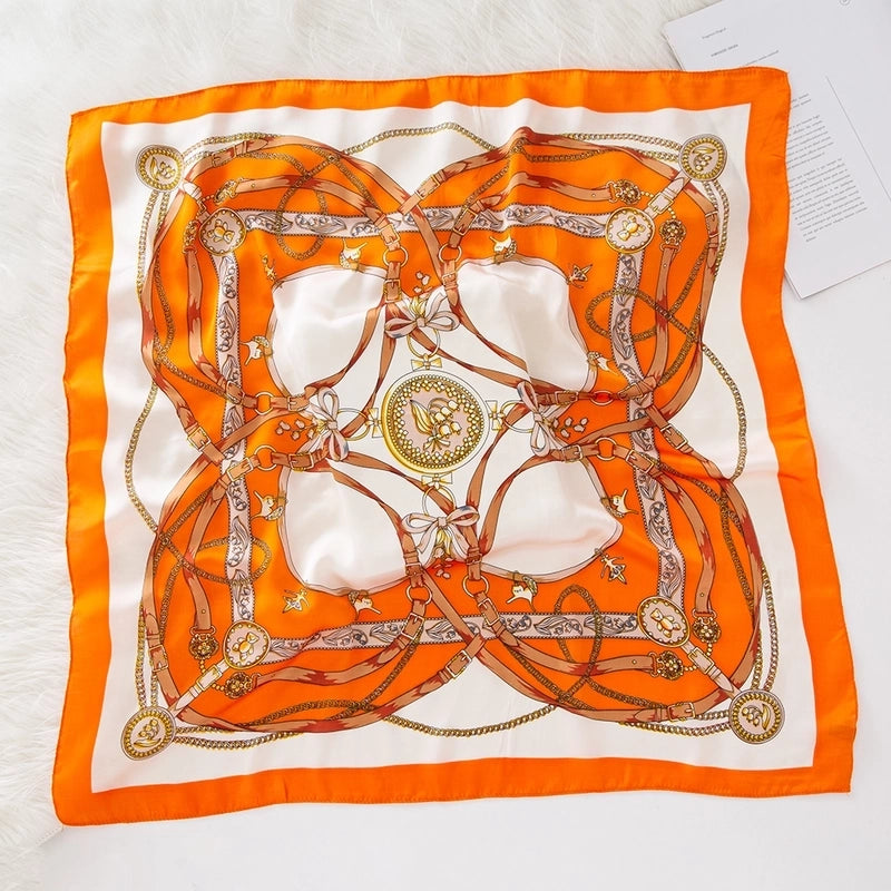 Women's Lady Modern Style Classic Style Printing Square Satin Silk Scarf