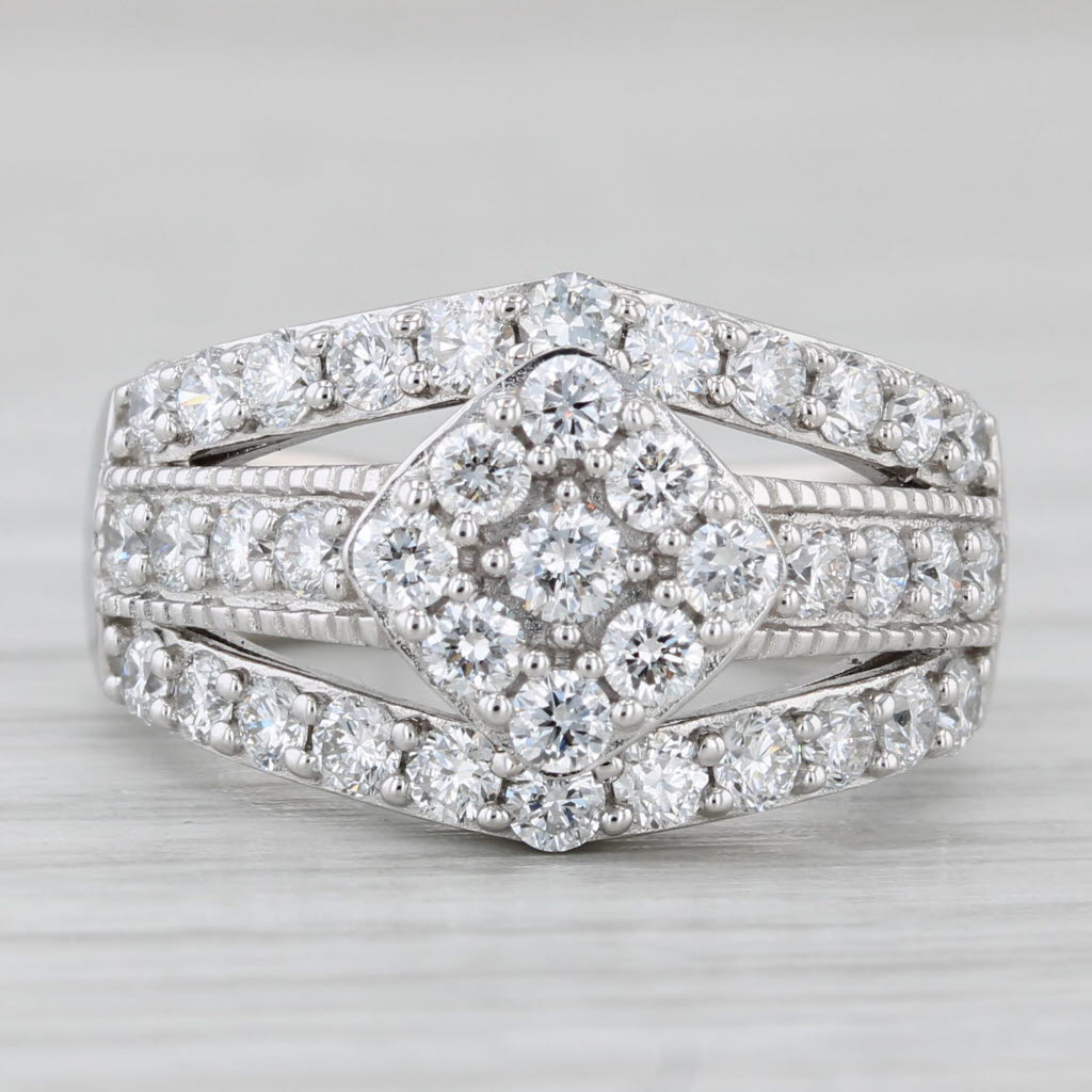 0.95ctw Lab Grown Diamond Engagement Ring Soldered Bridal Set 14k Gold Size 4.75