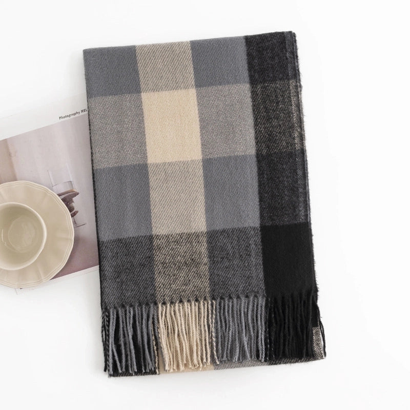 Unisex Casual Lattice Imitation Cashmere Scarf