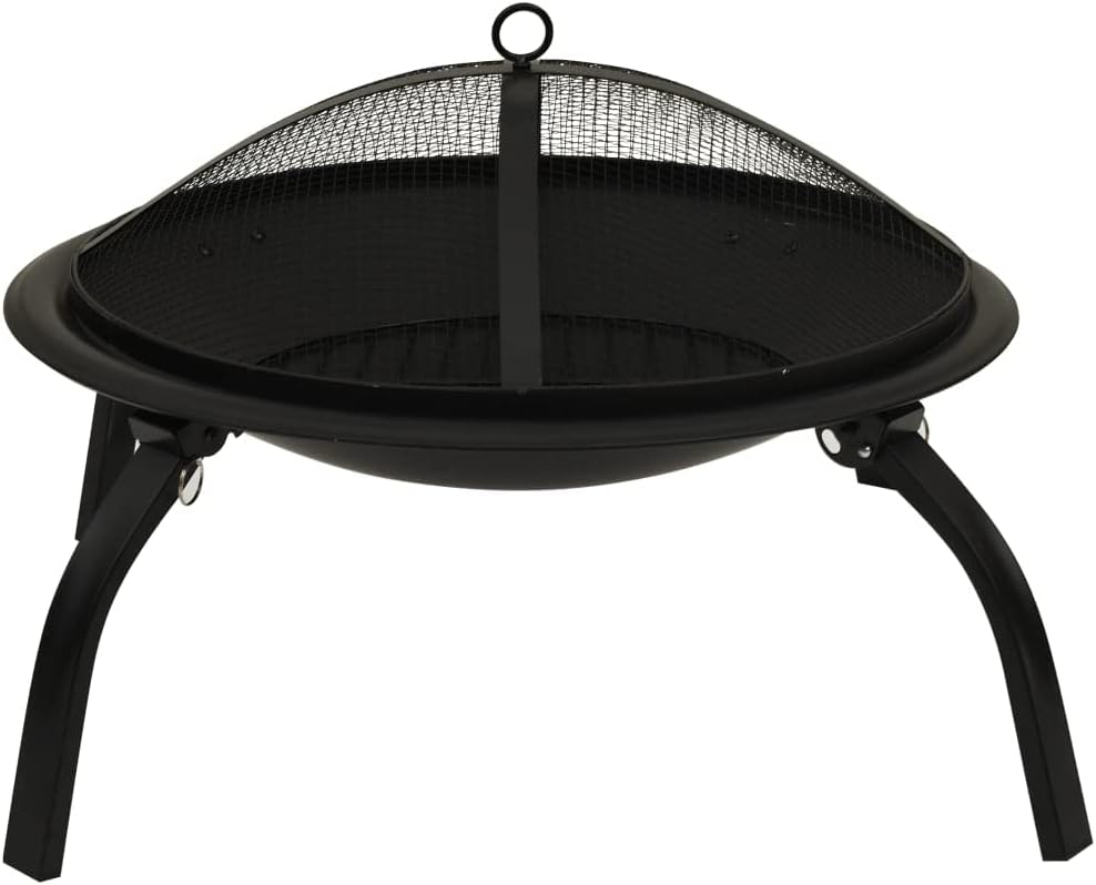 2-In-1 Fire Pit And BBQ With Poker 56x56x49 Cm Steel. With Colour Black