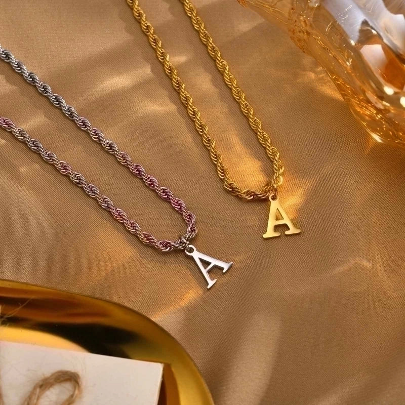 Minimalist Letter Stainless Steel Gold Plated Pendant Necklace
