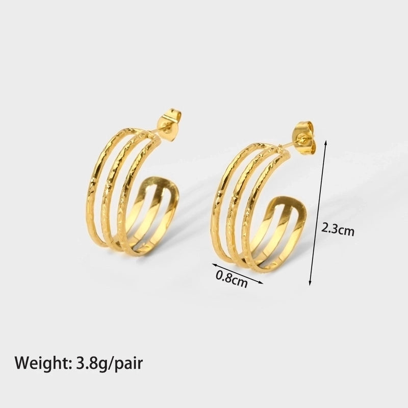 1 Pair Modern Style C Shape Plating 304 Stainless Steel 18K Gold Plated Ear Studs