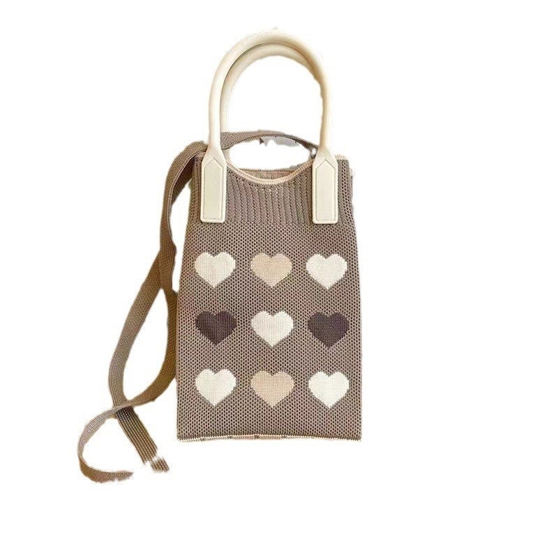 Cat-mounted Mobile Phone Bag Women's Crossbody Mini Bag Small Cute Lightweight Four Seasons Handbag Knitted Bag
