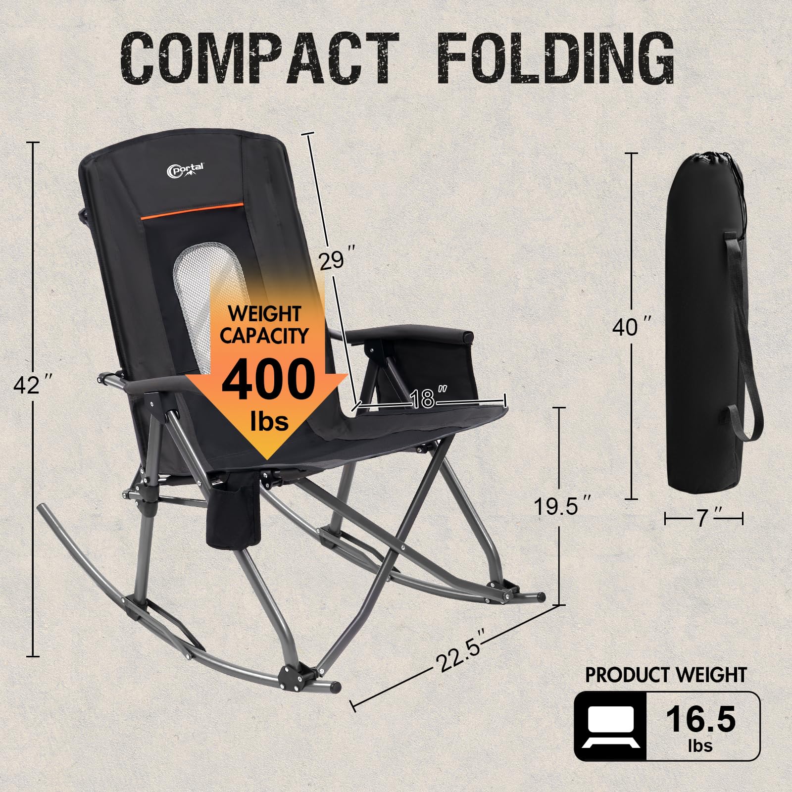 💥 Last Day Buy 2 Get 2 Free💥Extra large folding outdoor rocking chair, supports 400 lbs