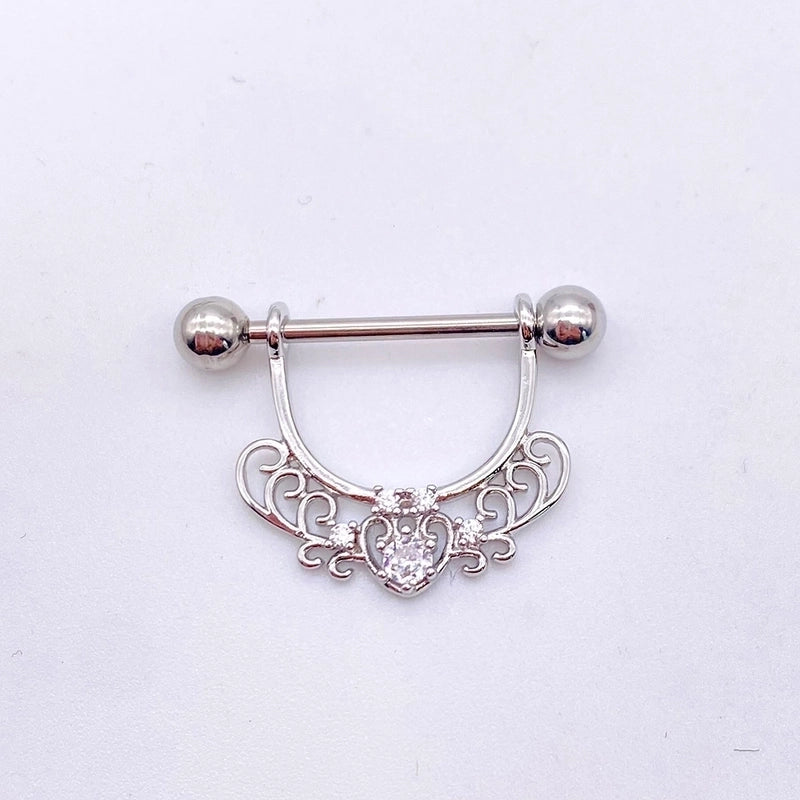 Fashion Leaf Star Wings Stainless Steel Inlaid Zircon Nipple Ring 1 Piece