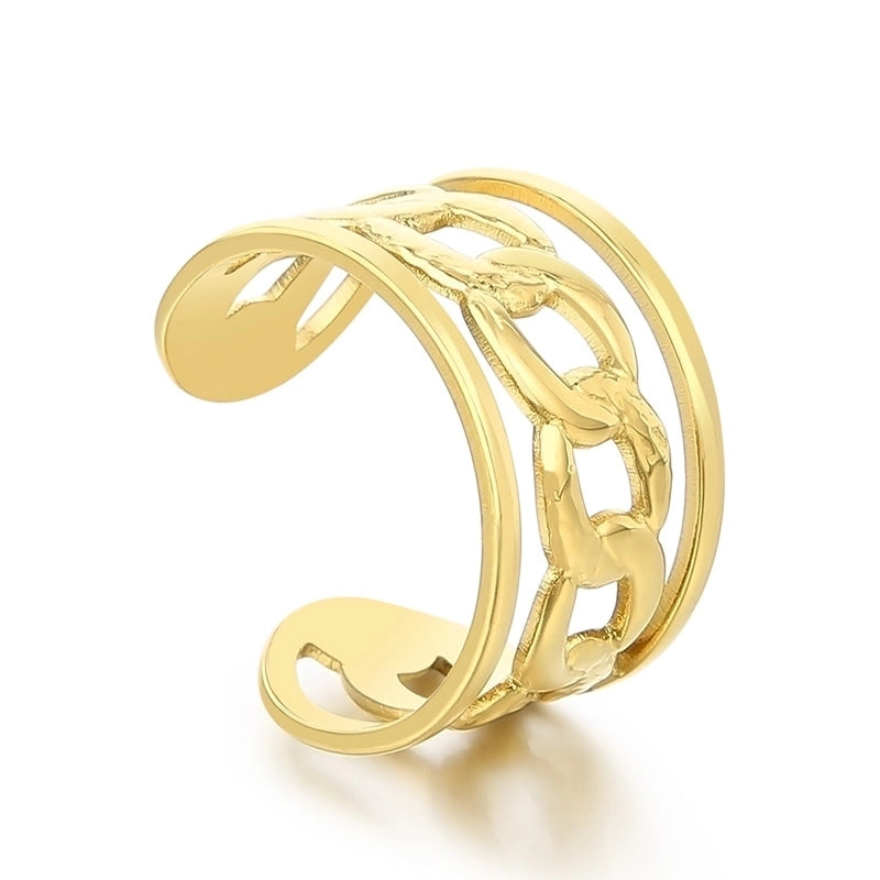 Minimalist Solid Color Titanium Steel 18K Gold Plated Polishing Open Rings