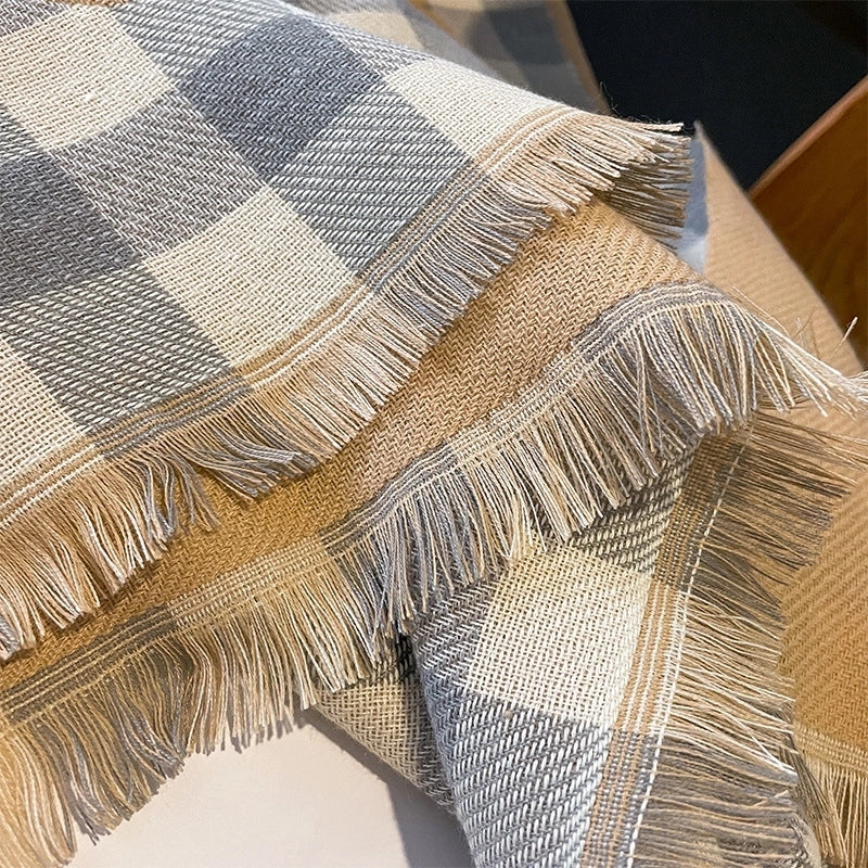 Women's Elegant Lady Modern Style Plaid Imitation Cashmere Scarf
