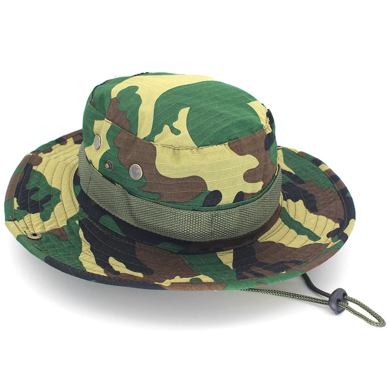 Hot Outdoor Sunscreen Round Edge Hat Mountaineering Hat Camouflage Jungle Hat Benney Hat Men's And Women's Fisherman Hat