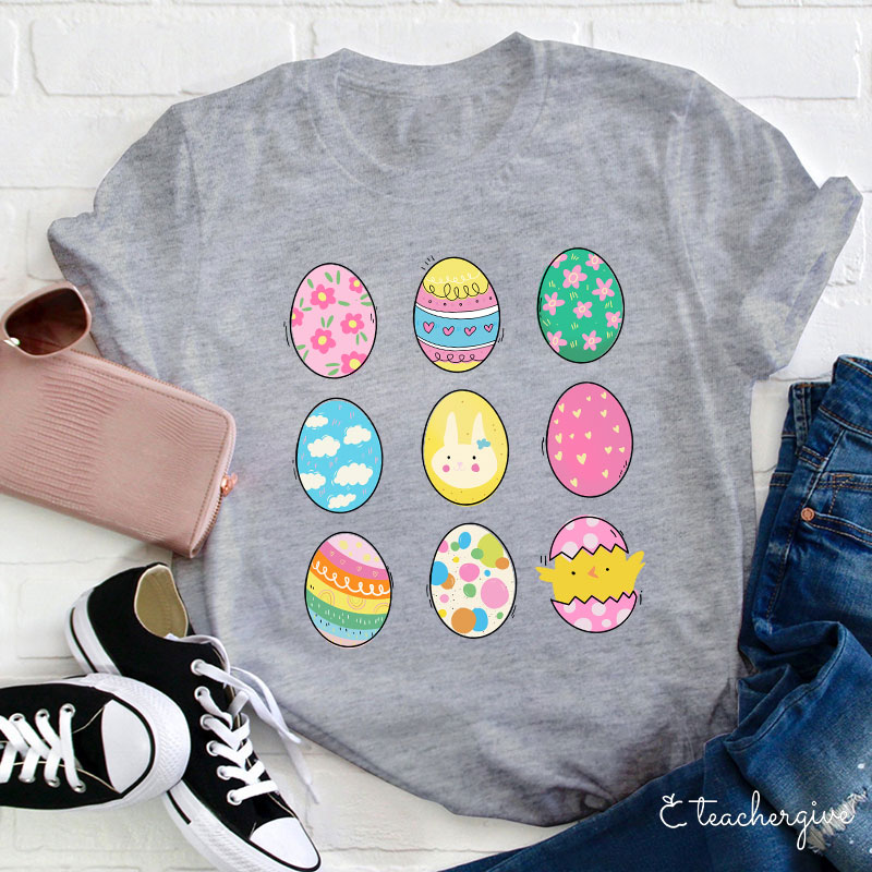 Rich Pattern Eggs Teacher T-Shirt