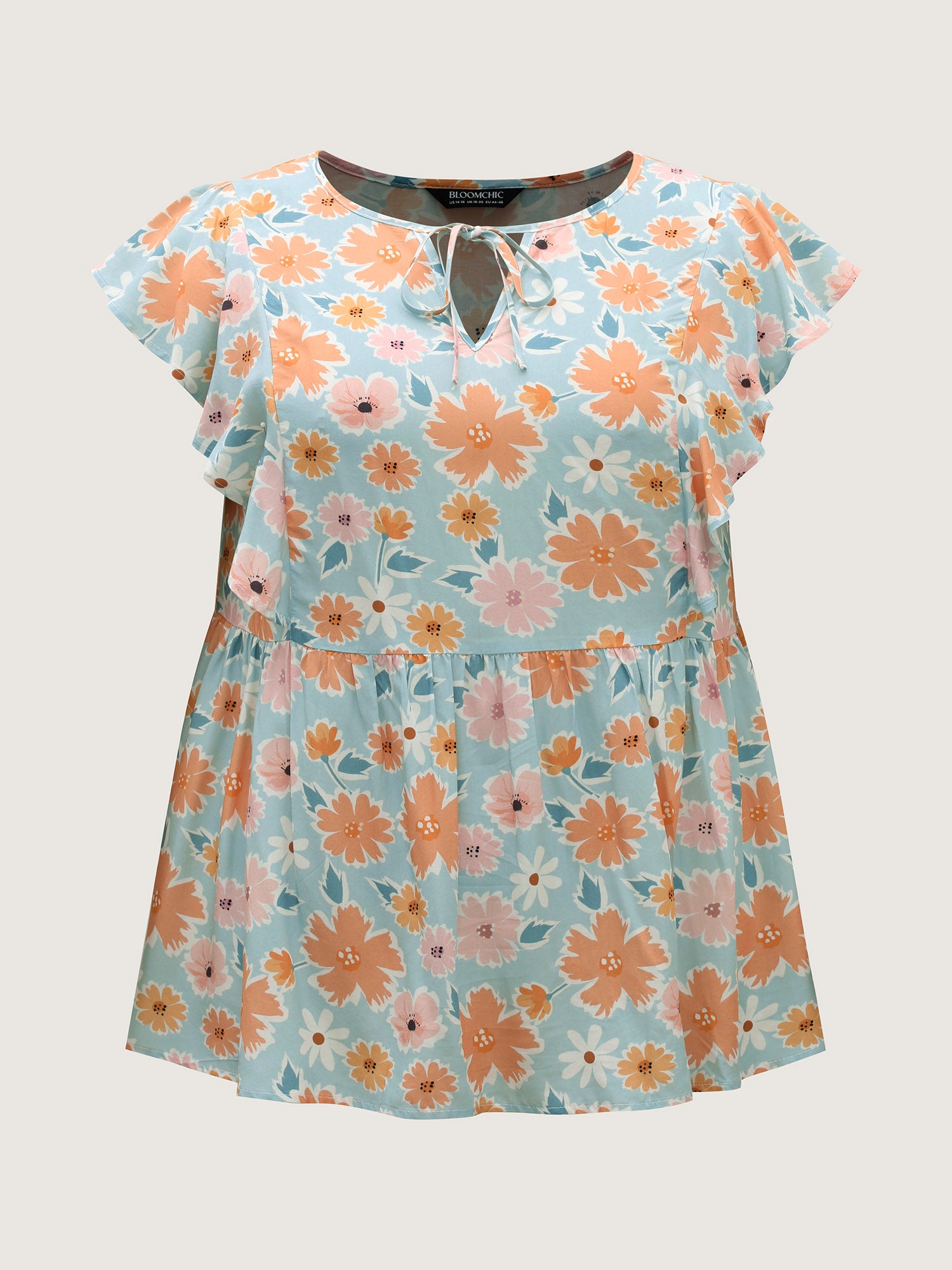 Floral Print Ruffled Sleeve Blouse