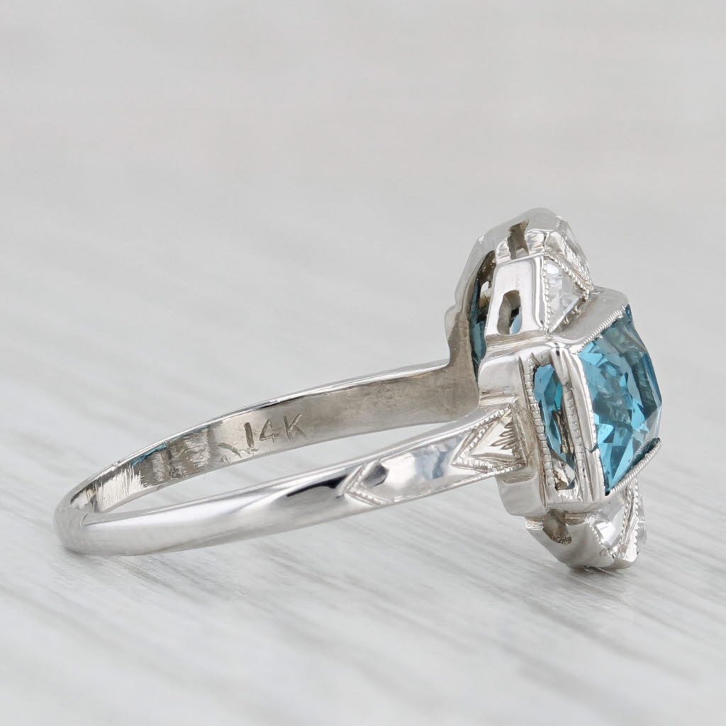 Vintage 3.10ctw Lab Created Blue Spinel white Sapphire Ring 14k Gold Size 5.5