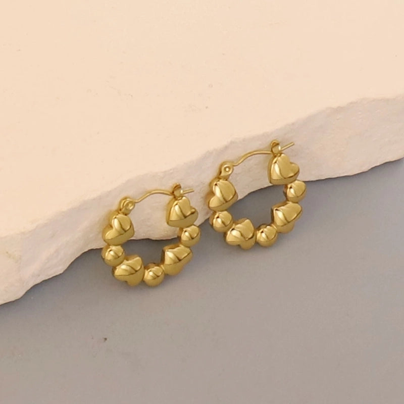 1 Pair Minimalist Pentagram Round Solid Color Plating 304 Stainless Steel 18K Gold Plated Earrings