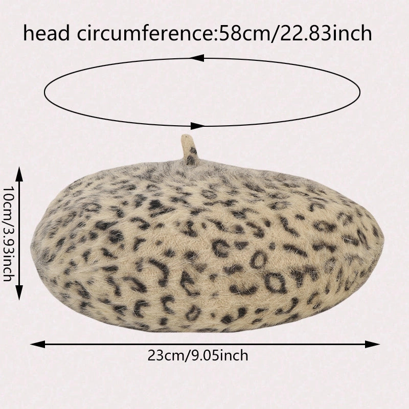 Women's Casual Elegant Korean Style Leopard Eaveless Beret Hat