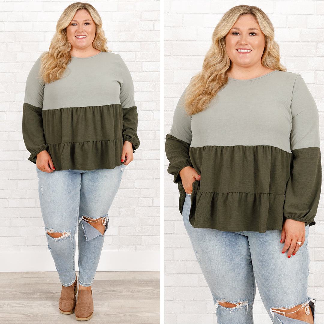 Whispers Of Joy Top. Sage