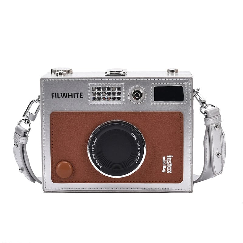 Unisex Pu Leather Camera Vintage Style Streetwear Square Lock Clasp Crossbody Bag