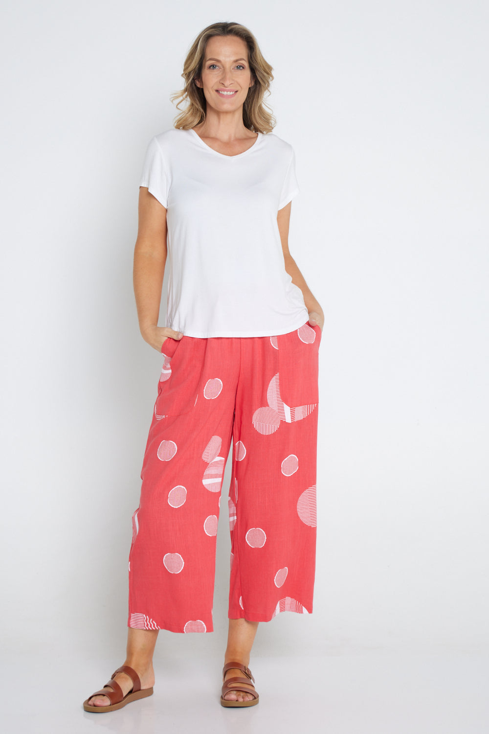 Aiko Linen Pants - Coral Spot