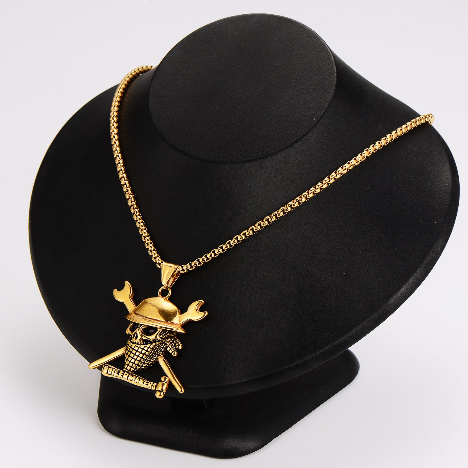 Aml Stainless Steel All-Match Skull Pirate Hat Pendant Necklace For Men And Women Hip-Hop Personality