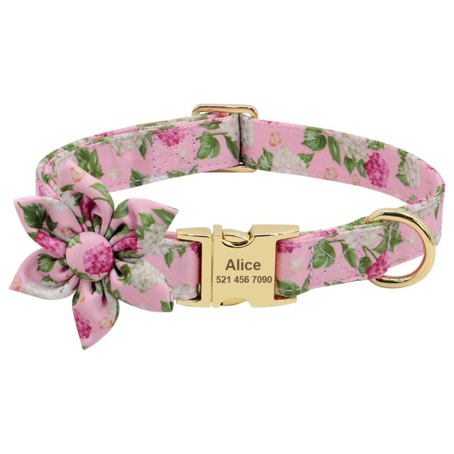 Personalized Engraved Dog Collar With Leash
