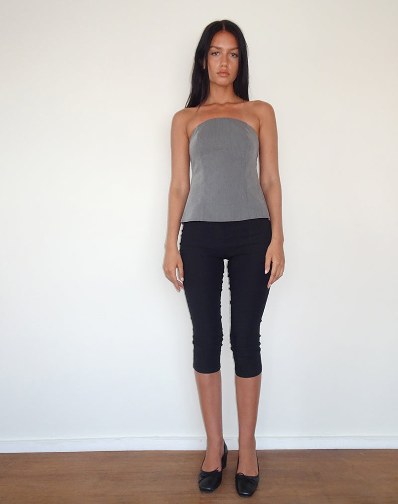 Mairi Longline Bandeau Top in Charcoal Tailoring