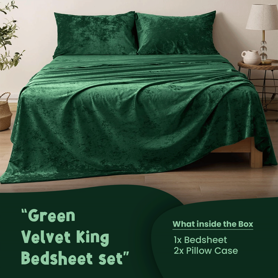 Green Velvet-Luxury Bed Sheet Set