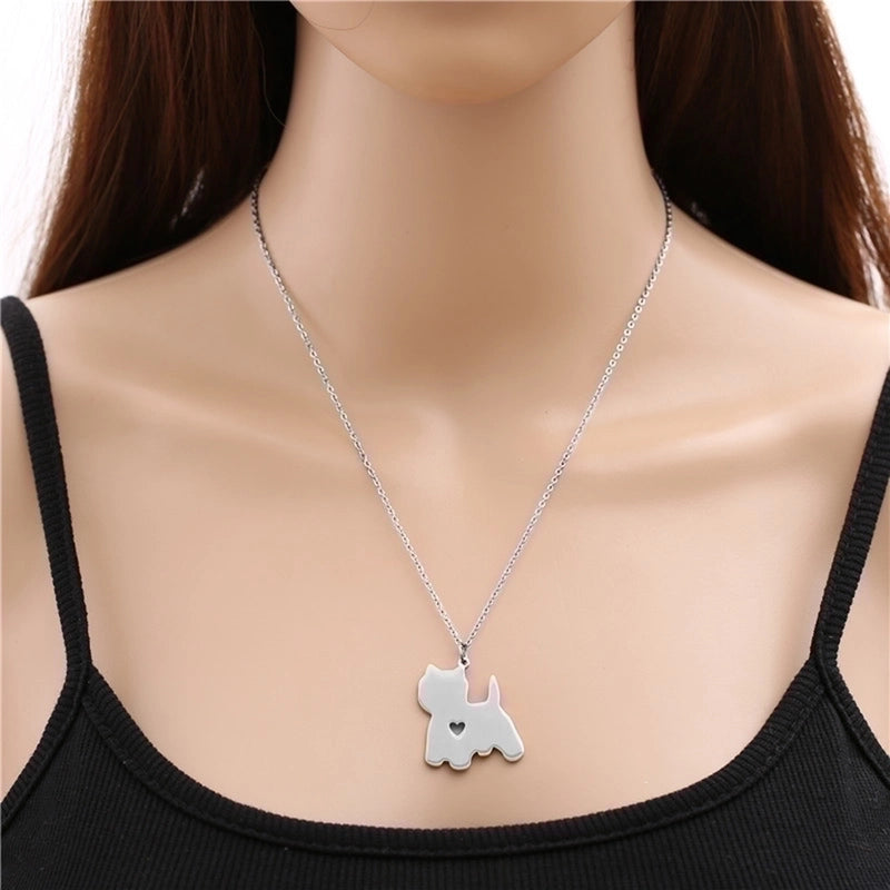 304 Stainless Steel Cute Slice Polishing Animal Dog Necklace Titanium Steel Necklace