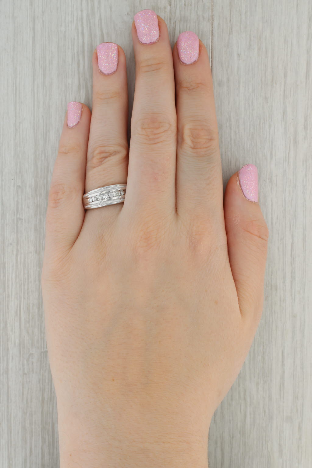 0.20ctw Diamond Men's Wedding Band 10k White Gold Size 11.25 Ring