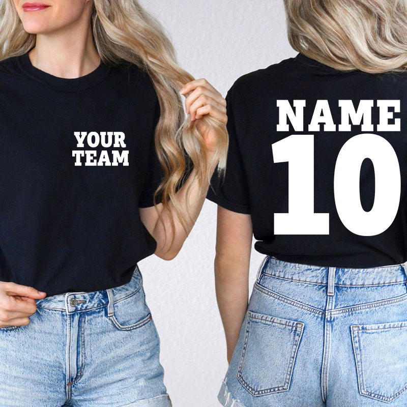 Personalized Team Name And  Number Team Teacher Two Sided T-Shirt