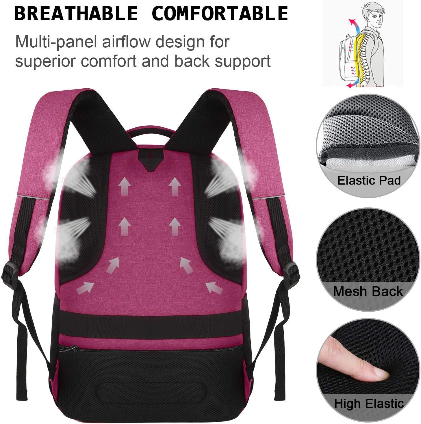 Laptop Backpack,Business Travel Anti Theft Slim Durable Laptops Backpack with USB Charging Port,Water Resistant College Computer Bag for Women & Men Fits 15.6 Inch Laptop and Notebook - Black