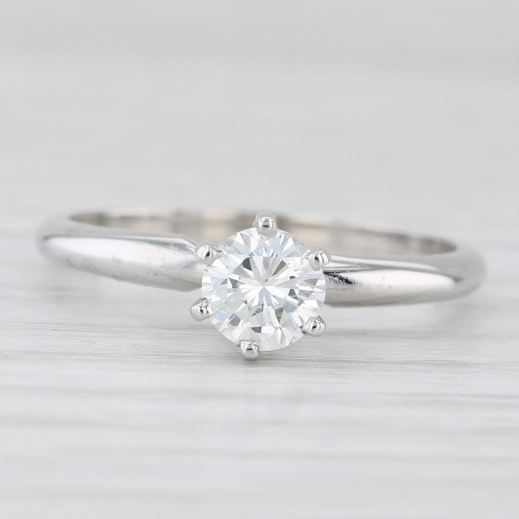 0.45ct Round Diamond Solitaire Engagement Ring 14k White Gold Size 6