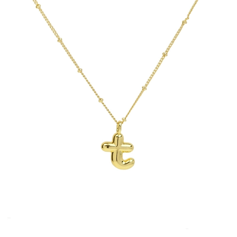 Copper Brass Minimalist Letter Pendant Necklace