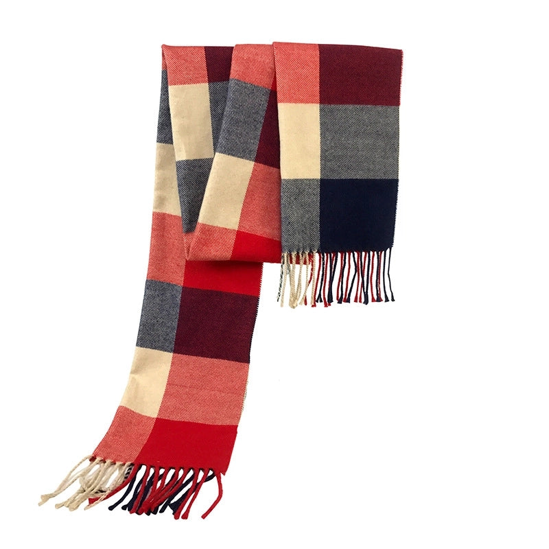 Autumn And Winter New Tassel Men's Scarf Double-sided Cashmere Scarf Long Tassel Warm Lovers Scarf