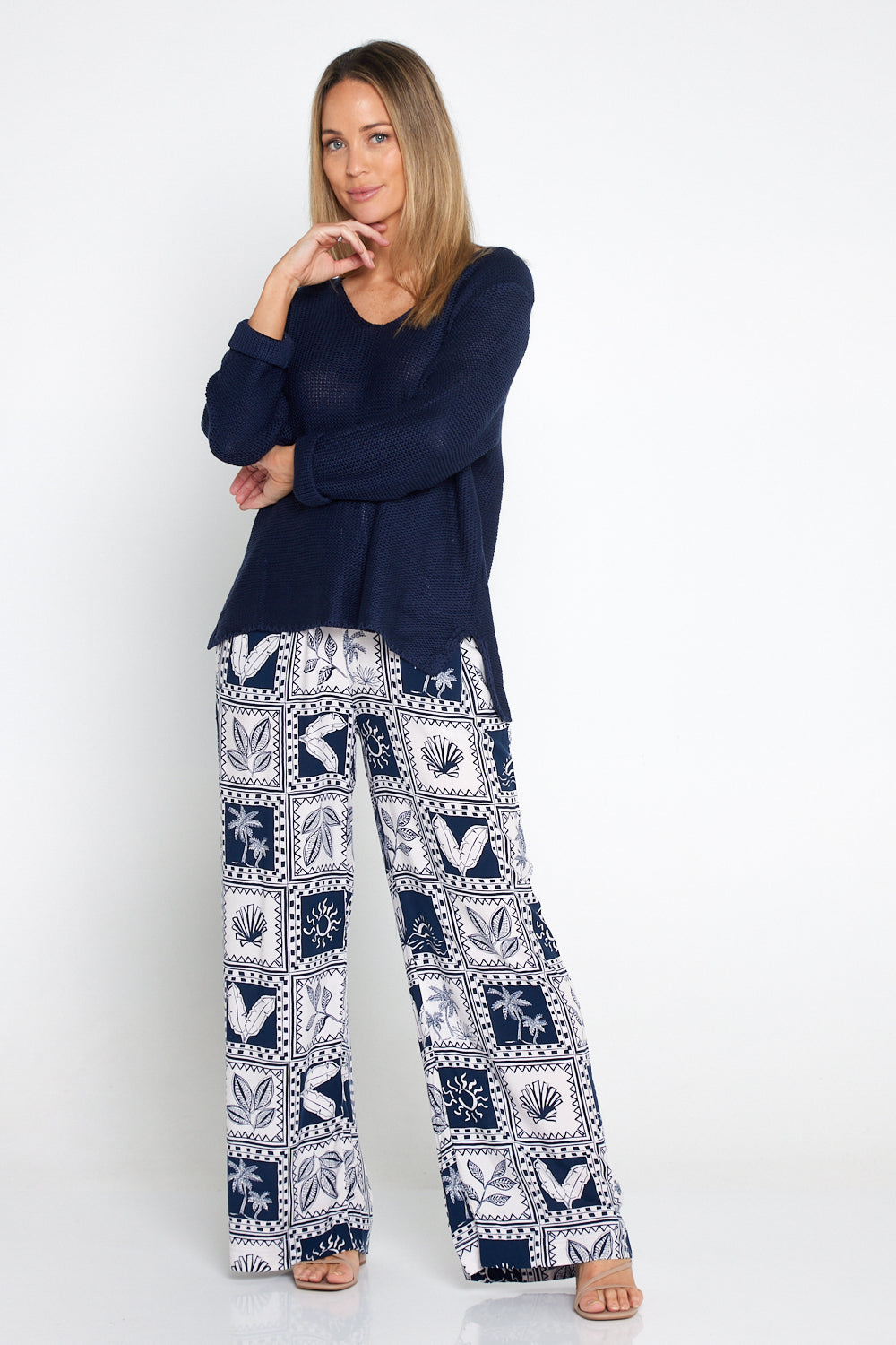 Seabreeze Pants - Navy/White Postcard