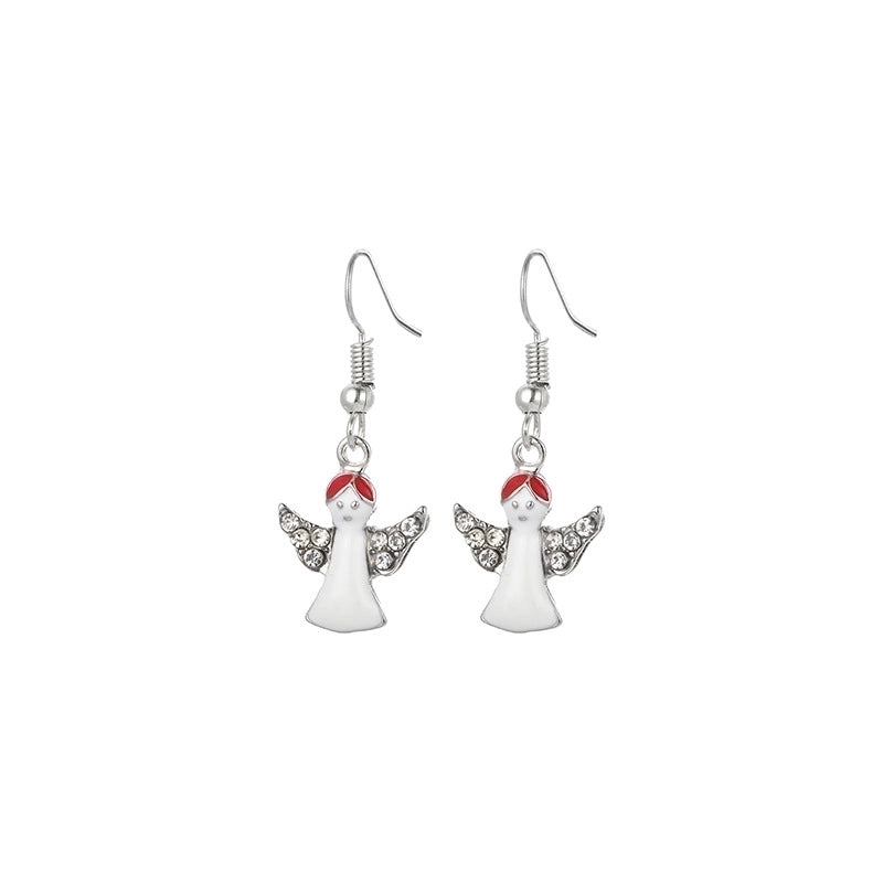Fashion Santa Claus Christmas Socks Bell Epoxy Alloy Earrings