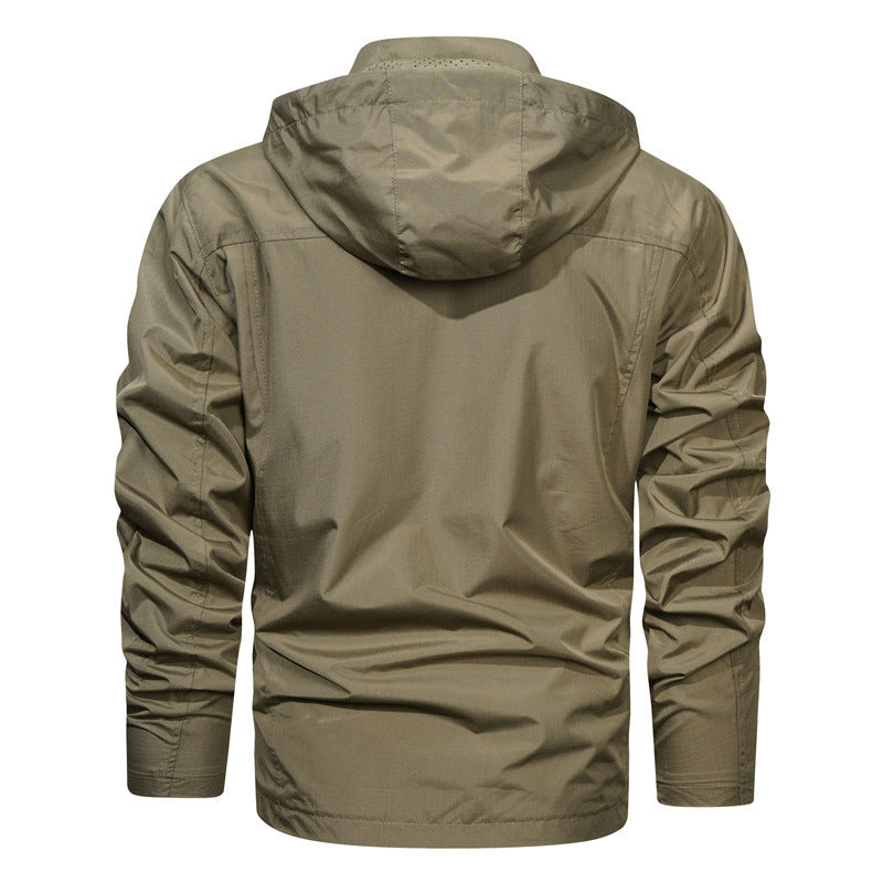 Boss Men-s Outdoor Waterproof Mid-Length Hooded Jacket