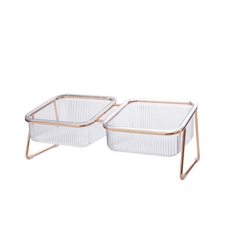 Eva Clear Double Pet Bowl in Gold