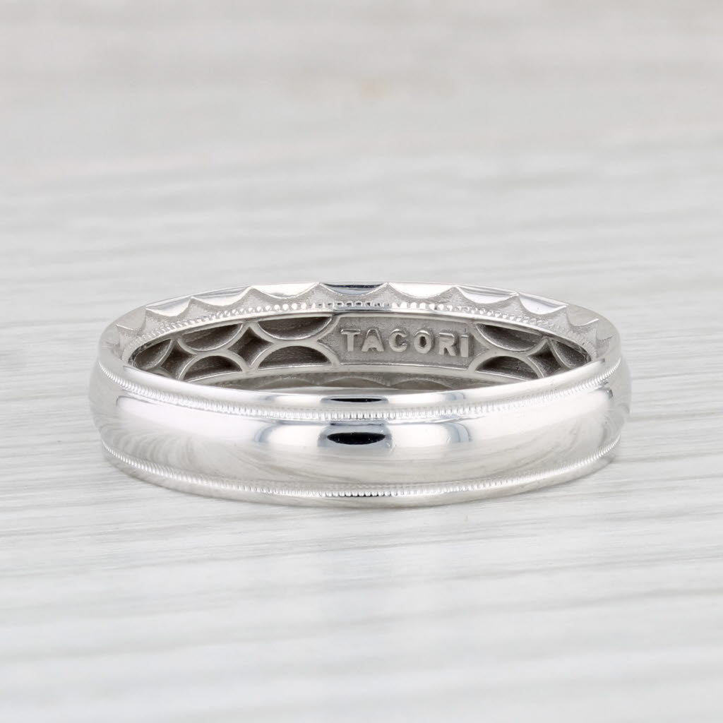 New Tacori Men's Wedding Band 18k White Gold Size 10.5 Ring Ridged Edge