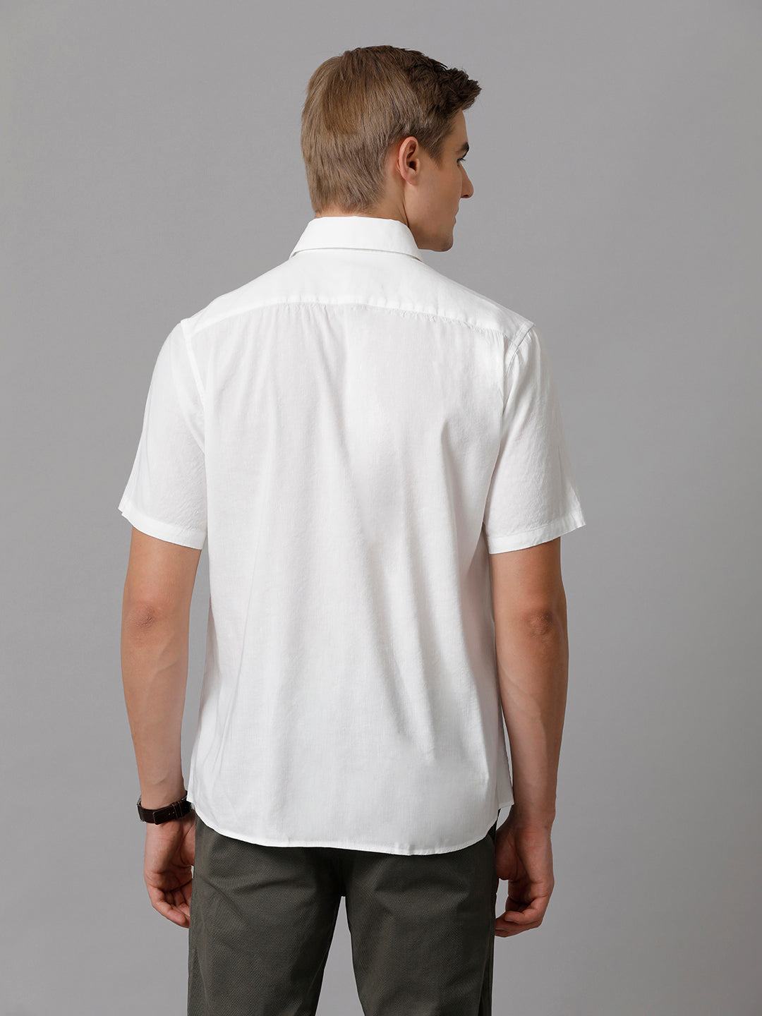 Men Solid Casual White Shirt (LENIN)