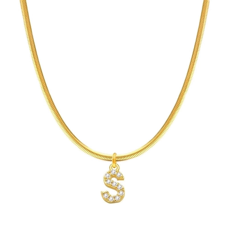 304 Stainless Steel Copper Retro Classic Style Inlay Letter Zircon Pendant Necklace