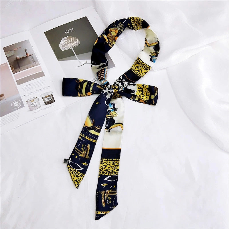 2 M New Polka Dot Special Long Edition Thin Narrow Silk Scarf Women's Spring Summer Autumn Scarf Belt Black And White Fashion