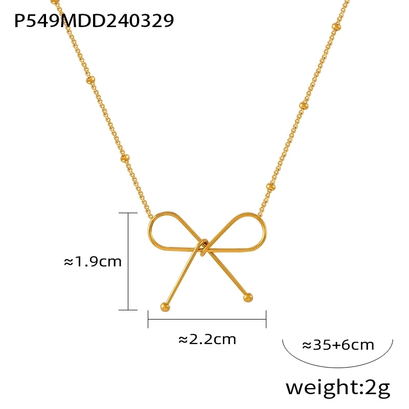 Casual Minimalist Commute Bow Knot 304 Stainless Steel 18K Gold Plated Plating Bracelets Necklace