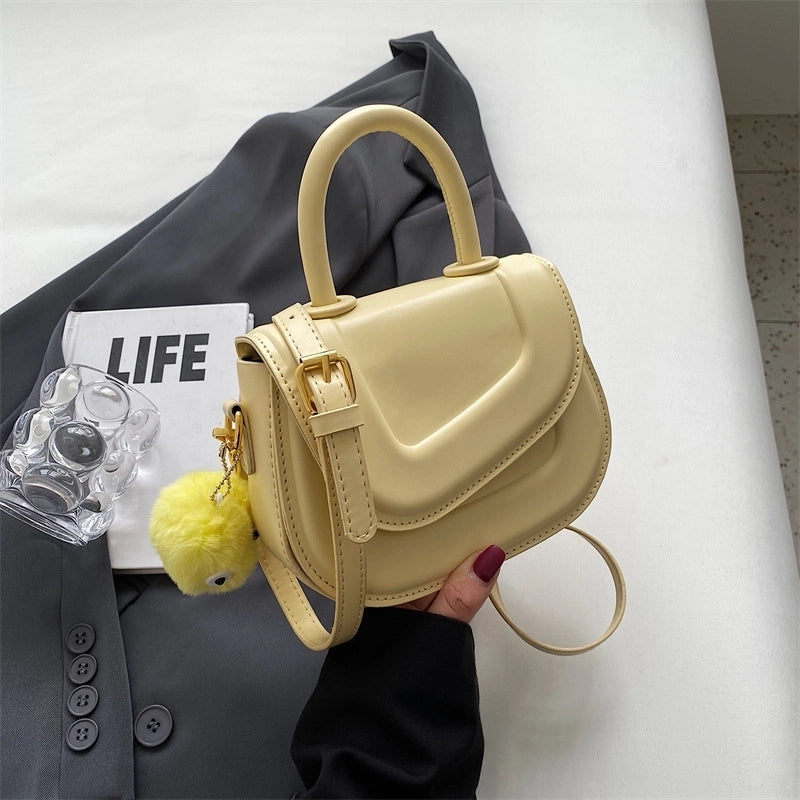 Women's Small Pu Leather Solid Color Cute Square Zipper Handbag