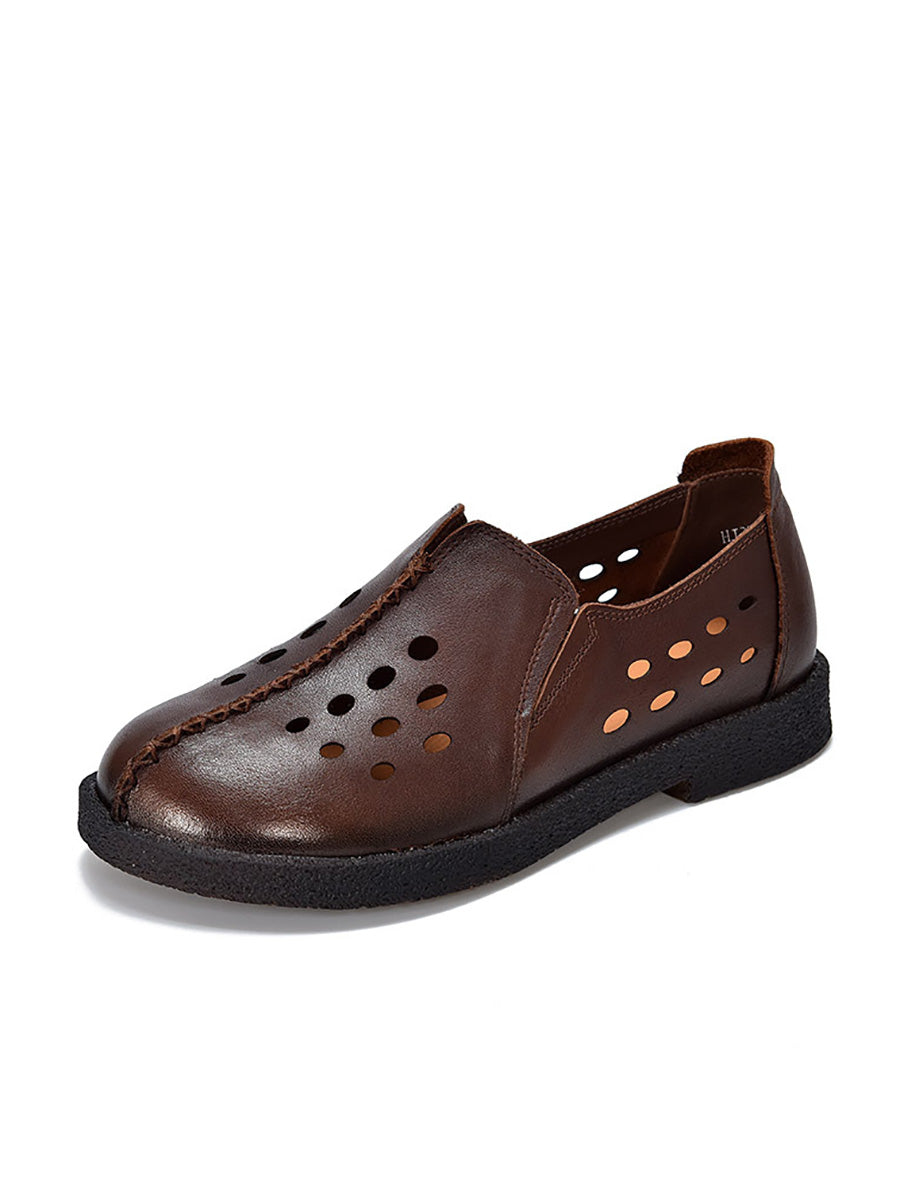 Women Summer Genuine Leather Hollow Out Shoes