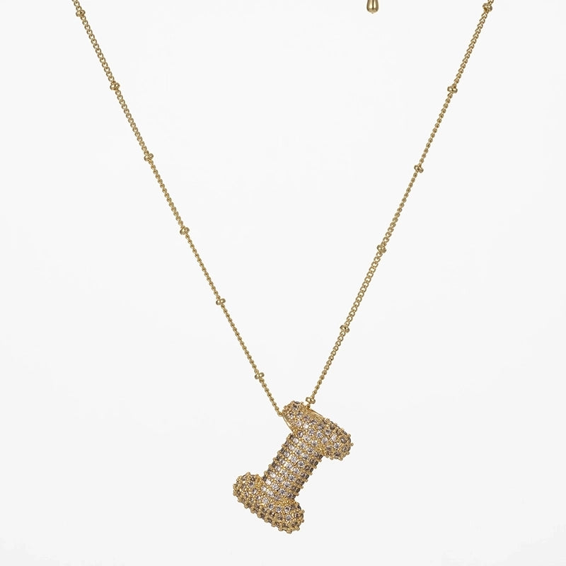 Copper Gold Plated Silver Plated IG Style Minimalist Plating Inlay Letter Zircon Pendant Necklace